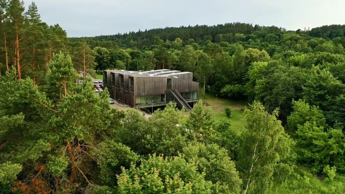 Tech Arts – Pastato aplinka tarp medžių