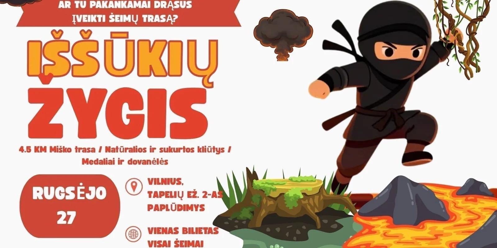 Randonnée Défi à Vilnius – Parcours familial de 4,5 km avec obstacles pour les randonneurs courageux, événement à Vilnius