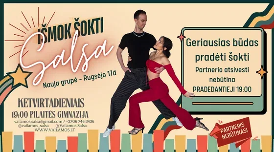APPRENEZ LA SALSA - cours de danse pour débutants NOUVEAU GROUPE, événement à Vilnius