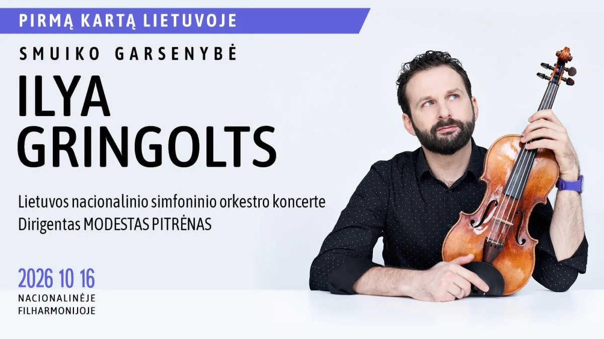 Le virtuose du violon ILYA GRINGOLTS avec le LNSO et le chef d'orchestre Modestas Pitrėnas, événement à Vilnius