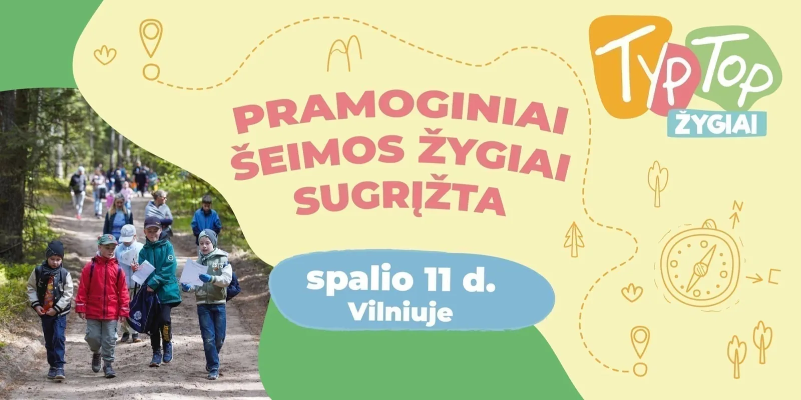 TYP TOP šeimų žygis su pramogomis spalį