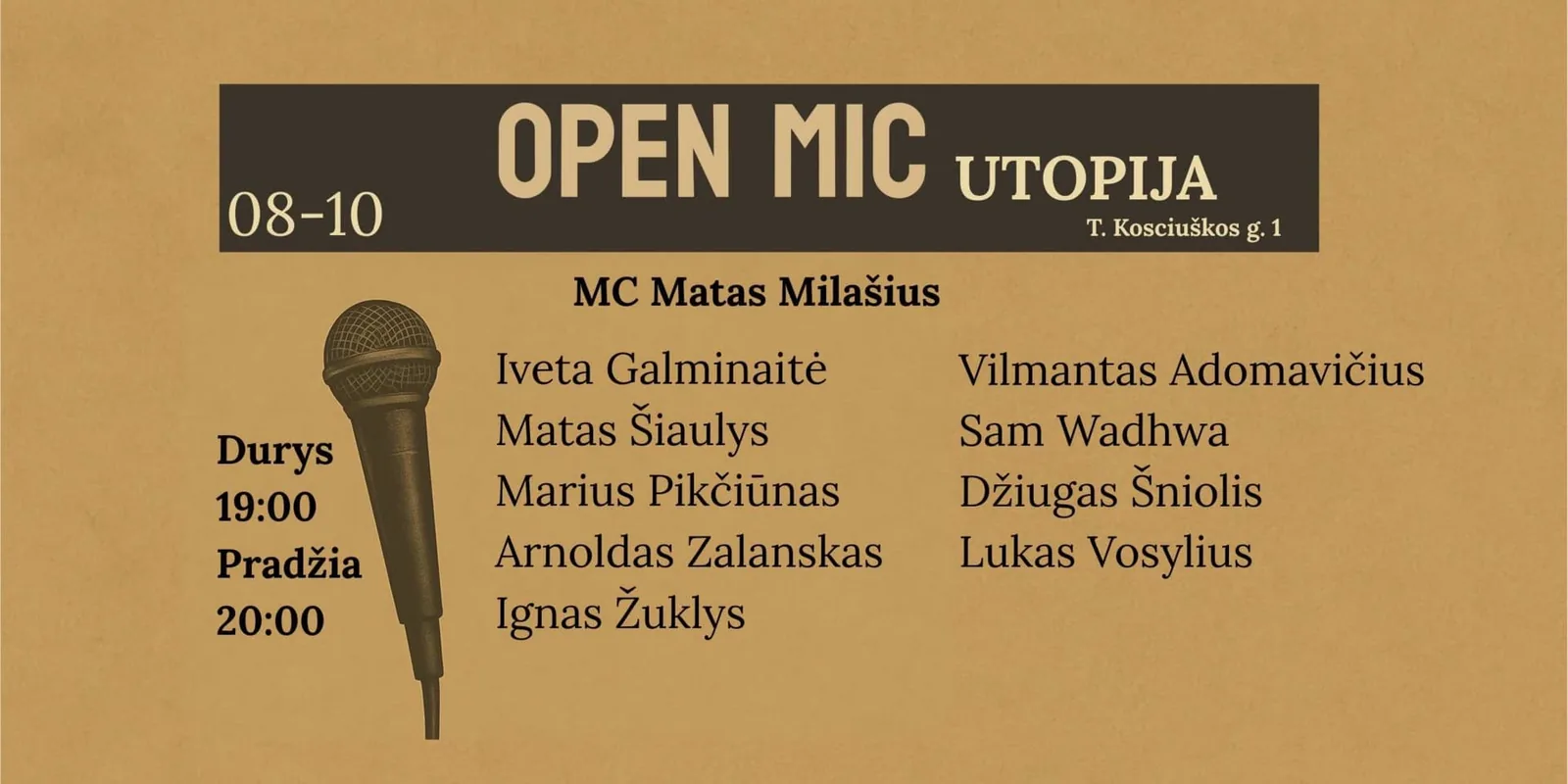 UTOPIJA Open mic Vilnius, event in Vilnius