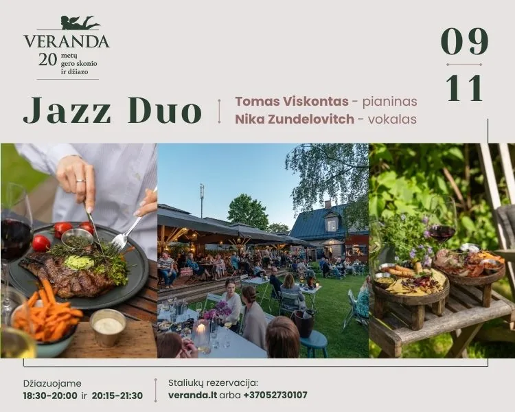 Ужин под джаз • JAZZ DUO • Н. Зунделиович – вокал, Т. Висконтас – фортепиано, событие в Вильнюсе