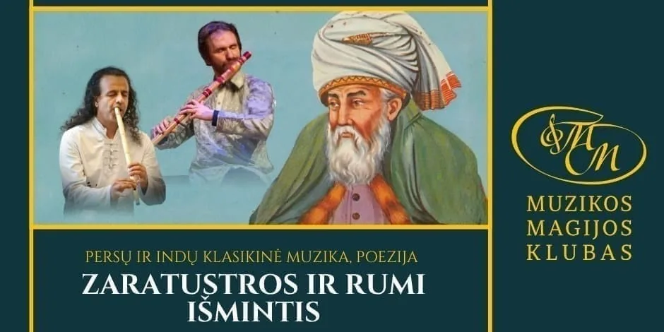 La Sagesse de Zarathoustra et Rumi (musique classique persane et indienne, poésie), événement à Vilnius