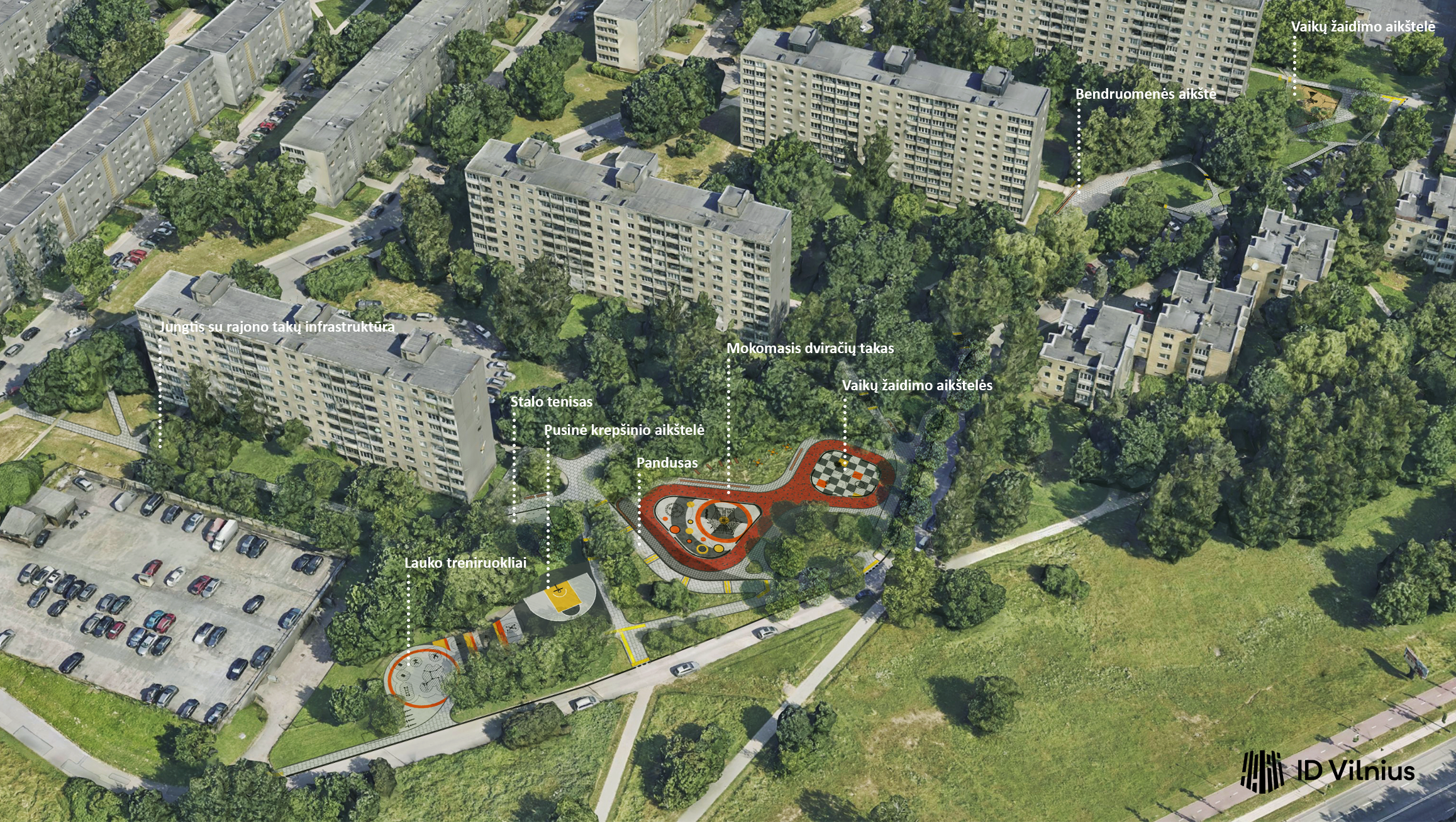 Žirmūnuose baigiamas įrengti neįprastas skveras: pagrindinis akcentas – begalybės formos dviračių trasa | VisitVilnius.lt